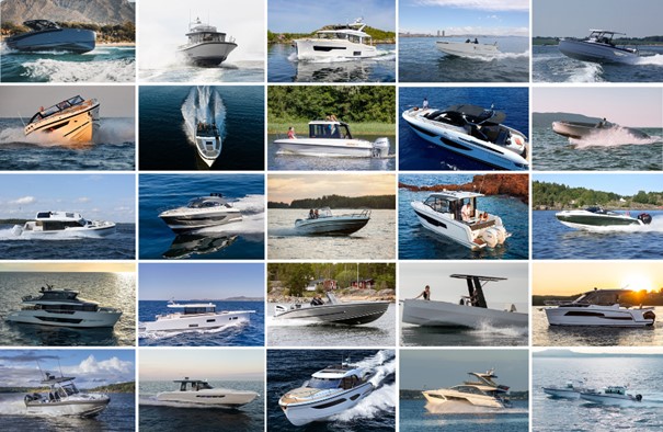 Best of Boats Award 2024 – die 25 Finalisten-Boote in der Übersicht: Eine Collage mit Bildern aller 25 nominierten Finalisten in den sechs Kategorien. 